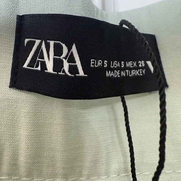 Zara Wide Leg Trousers Women's Small Lime Green High Waisted Modal Full Length - Picture 8 of 10